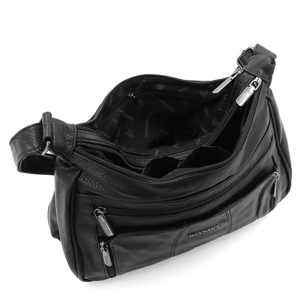 Дамска чанта през рамо в черно 2 Дамска чанта през рамо YYCoveri в черно – ежедневна женска чанта от еко кожа