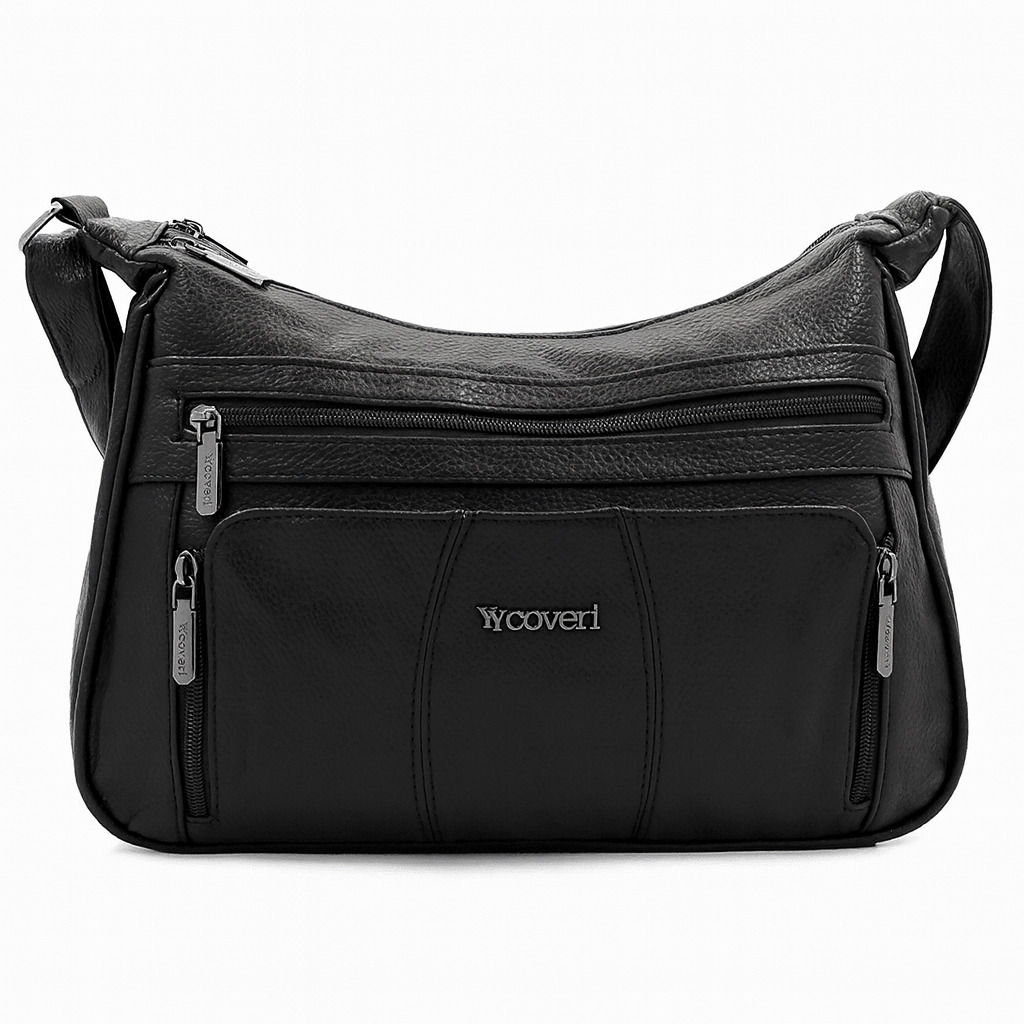Дамска чанта през рамо в черно Дамска чанта през рамо YYCoveri в черно – ежедневна женска чанта от еко кожа