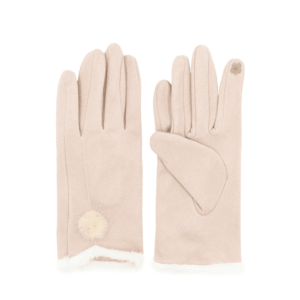 Дамски зимни ръкавици в бежов цвят с пухена подплата – топли и удобни