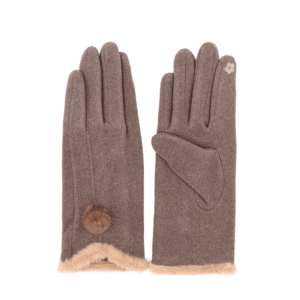 Дамски ръкавици с пух – светло кафяви Дамски зимни ръкавици в кафяв цвят с пухена подплата – топли и удобни