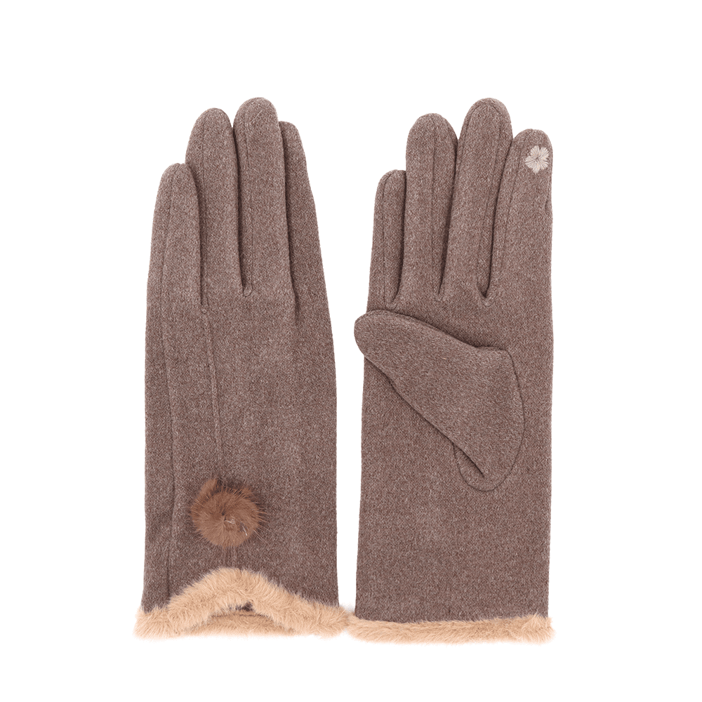 Дамски ръкавици с пух – светло кафяви Дамски зимни ръкавици в кафяв цвят с пухена подплата – топли и удобни