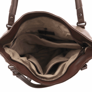 Тъмно кафява дамска чанта тип торба от еко кожа Coveri Collection – ежедневна и стилна