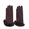 Елегантни дамски зимни ръкавици с пух – тъмно кафеви, меки и комфортни