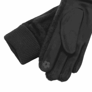 Черни дамски зимни ръкавици от мек материал – топли и удобни за ежедневна употреба.