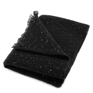 Мек черен дамски зимен шал – топъл плетен шал за студено време.