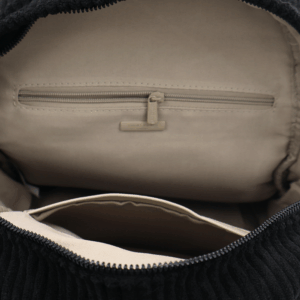 Черна раница David Jones от рипсено кадифе – модерна дамска раница за ежедневие