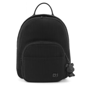 Черна раница David Jones от рипсено кадифе – модерна дамска раница за ежедневие