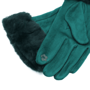 Модерни дамски зелени ръкавици с пух 1 Дамски зимни зелени ръкавици с пух – топли и стилни ръкавици за студено време