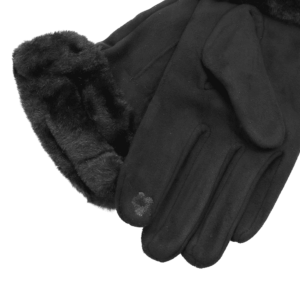 „Дамски зимни черни ръкавици с пух – топли и стилни ръкавици за студено време“