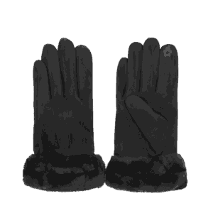 „Дамски зимни черни ръкавици с пух – топли и стилни ръкавици за студено време“