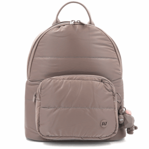 Светло кафява дамска раница David Jones от плат – модерна ежедневна платнена раница с преден джоб