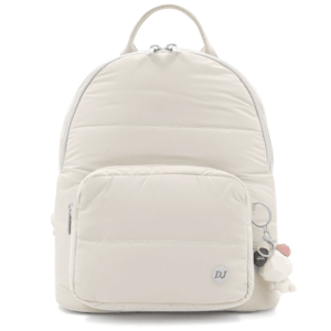 Бежова дамска раница David Jones от плат – модерна ежедневна платнена раница с преден джоб