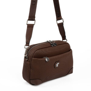 Тъмно кафява дамска чанта Silver & Polo – кожена кросбоди чанта с регулируема презрамка