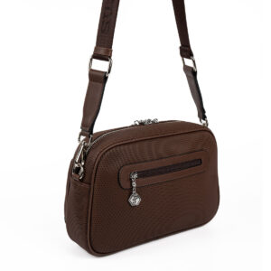 Тъмно кафява дамска чанта Silver & Polo – кожена кросбоди чанта с регулируема презрамка