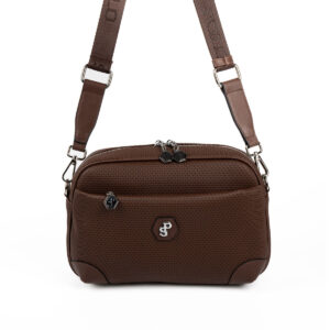Тъмно кафява дамска чанта Silver & Polo – кожена кросбоди чанта с регулируема презрамка