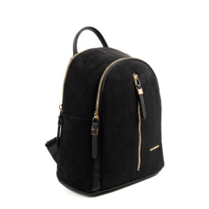 Silver & Polo SİYAH-MAT SİYAH 1 Черна дамска раница Silver & Polo от еко кожа със златисти ципове – ежедневна раница за жени.