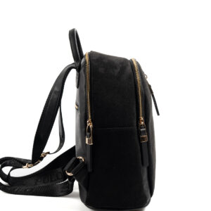 Silver & Polo SİYAH-MAT SİYAH 2 Черна дамска раница Silver & Polo от еко кожа със златисти ципове – ежедневна раница за жени.