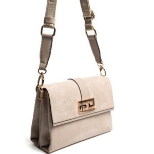 Silver & Polo SP1009 Kadın Çapraz Çanta Süet Bej-Kum 1 Бежова дамска чанта Silver & Polo SP1009 със суетена текстура и регулируема презрамка – ежедневна чанта през рамо