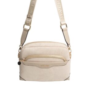 Бежова дамска чанта Silver & Polo SP1201 от велур с презрамка