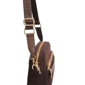 Тъмно кафява дамска чанта Silver & Polo SP1201 от велур с презрамка