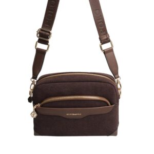 Тъмно кафява дамска чанта Silver & Polo SP1201 от велур с презрамка