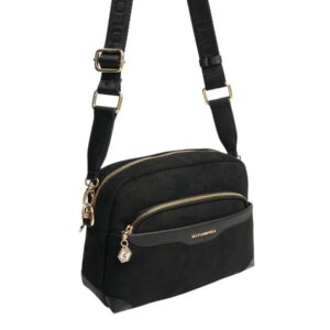 Черна дамска чанта Silver & Polo SP1201 от велур с презрамка