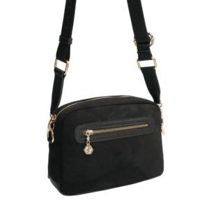 Черна дамска чанта Silver & Polo SP1201 от велур с презрамка