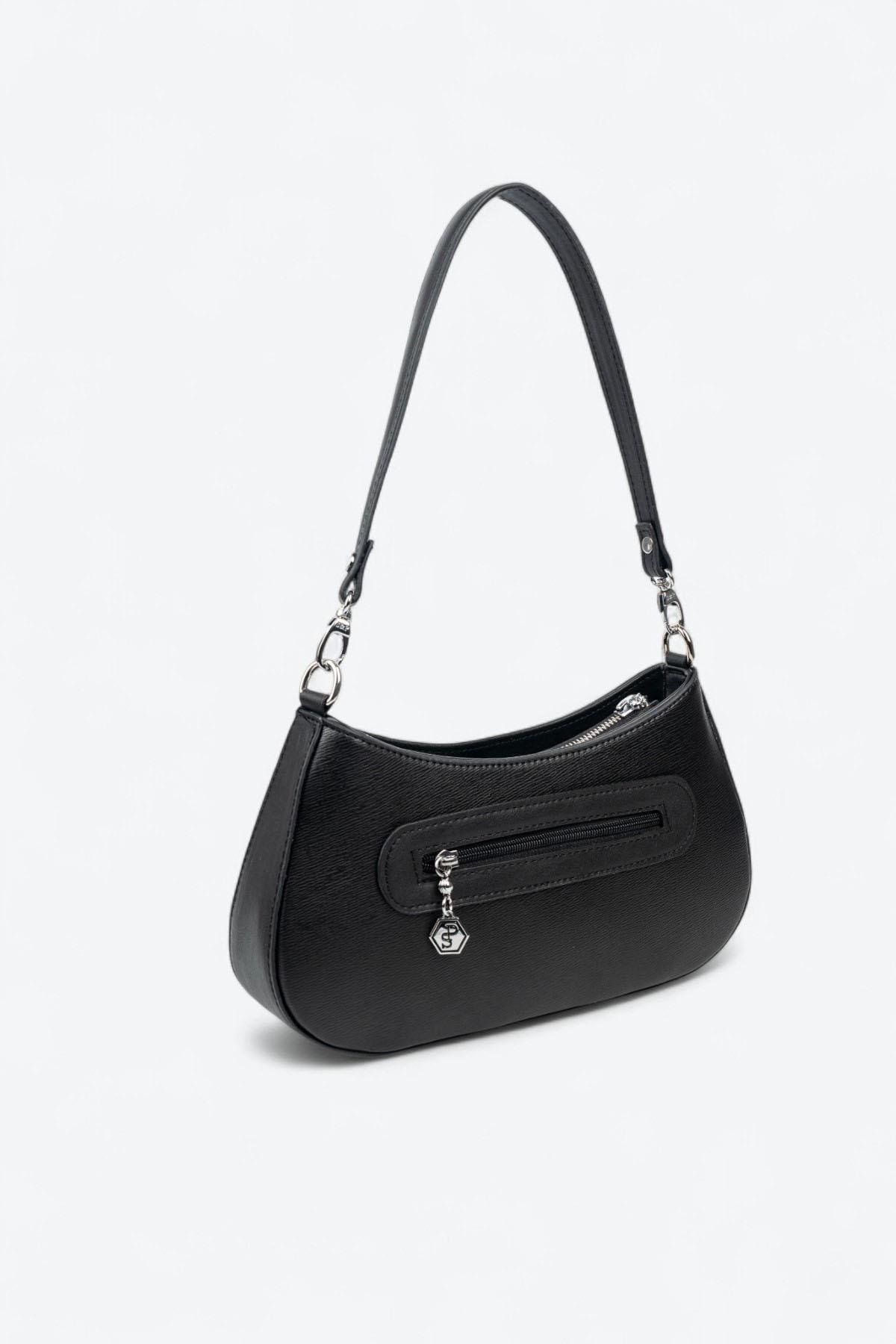 Silver & Polo SP1251 Kadın Omuz Çantası Siyah 2 Черна дамска чанта Silver & Polo SP1251 – елегантна дамска кожена чанта с къса дръжка