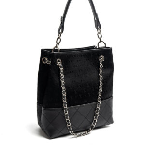 Черна дамска чанта Silver & Polo SP1262 – елегантна чанта през рамо с метална верига