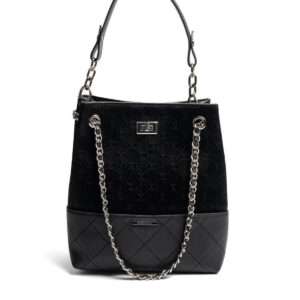 Черна дамска чанта Silver & Polo SP1262 – елегантна чанта през рамо с метална верига