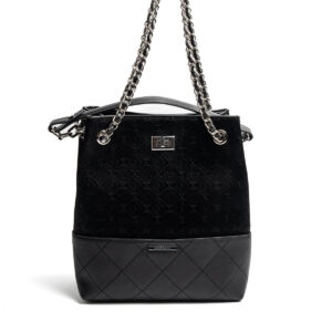 Черна дамска чанта Silver & Polo SP1262 – елегантна чанта през рамо с метална верига