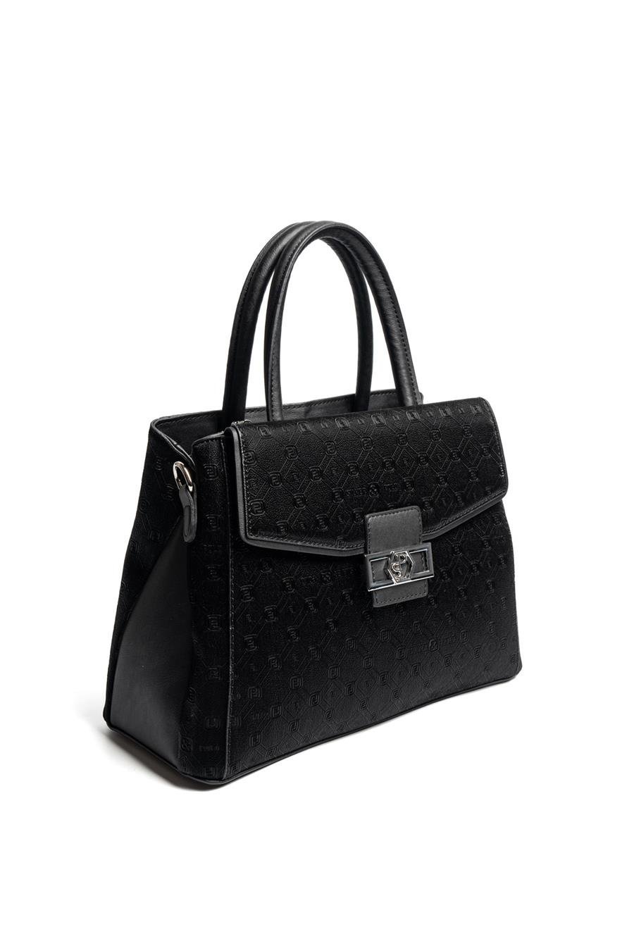 Silver & Polo SP1264 Kadın El Çantası Fashion Siyah 1 Черна дамска чанта Silver & Polo SP1264 от еко кожа с къси дръжки и дълга презрамка