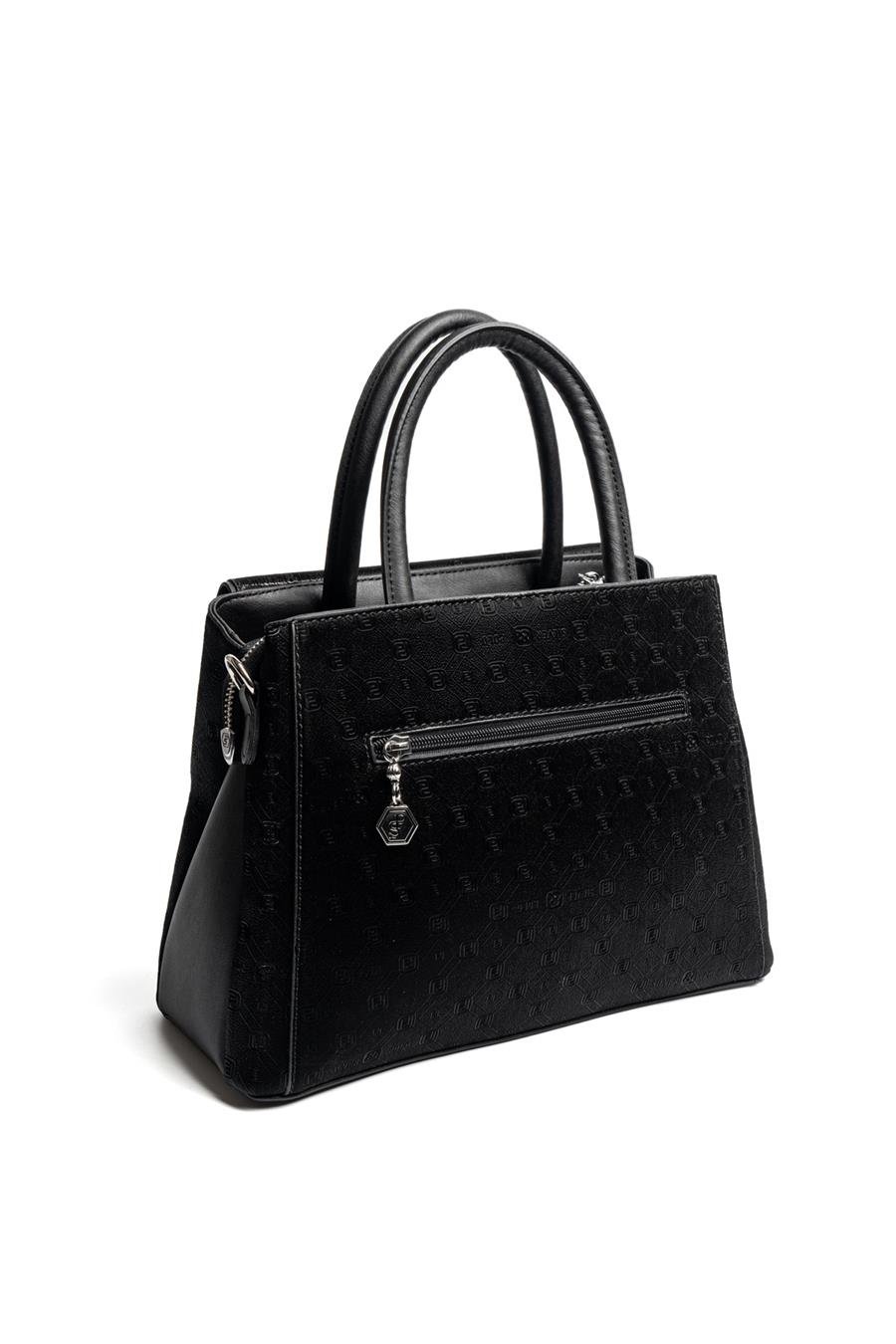 Silver & Polo SP1264 Kadın El Çantası Fashion Siyah 3 Черна дамска чанта Silver & Polo SP1264 от еко кожа с къси дръжки и дълга презрамка