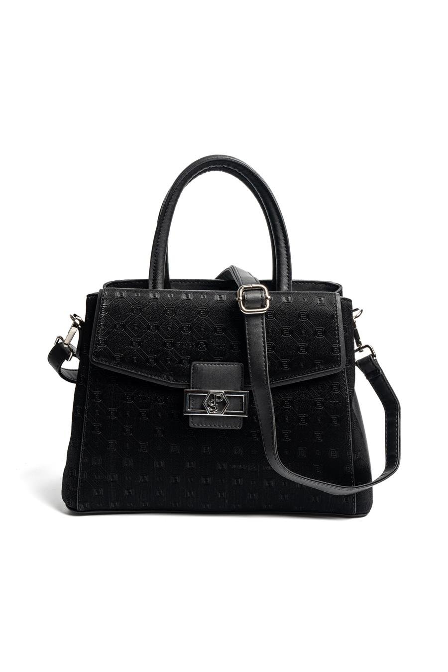 Silver & Polo SP1264 Kadın El Çantası Fashion Siyah 4 Черна дамска чанта Silver & Polo SP1264 от еко кожа с къси дръжки и дълга презрамка