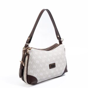 Дамска чанта Silver & Polo SP1269 кафява с монограм, чанта за рамо с дръжка