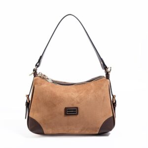 Дамска чанта Silver & Polo SP1269 карамел от велур, чанта за рамо с дръжка