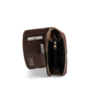 Silver & Polo SP874 CÜZDAN Koyu-Kahve Mat 4 Кафяво дамско портмоне Silver & Polo SP874 от еко кожа Koyu Kahve-Kahve – компактно портмоне с отделения за карти