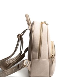 Silver & Polo SP945 Kadın Sırt Çantası Süet Bej-Kum 2 Черна дамска раница Silver & Polo SP945 – елегантна ежедневна раница с преден джоб и златисти детайли.