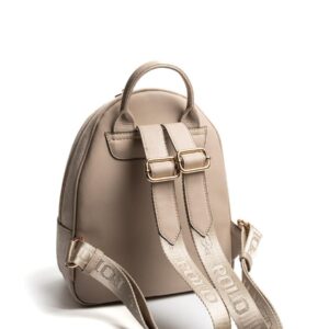 Silver & Polo SP945 Kadın Sırt Çantası Süet Bej-Kum 3 Черна дамска раница Silver & Polo SP945 – елегантна ежедневна раница с преден джоб и златисти детайли.