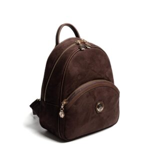 Черна дамска раница Silver & Polo SP945 – елегантна ежедневна раница с преден джоб и златисти детайли.