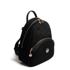 Черна дамска раница Silver & Polo SP945 – елегантна ежедневна раница с преден джоб и златисти детайли.