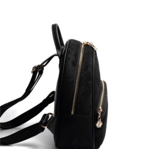 Черна дамска раница Silver & Polo SP945 – елегантна ежедневна раница с преден джоб и златисти детайли.