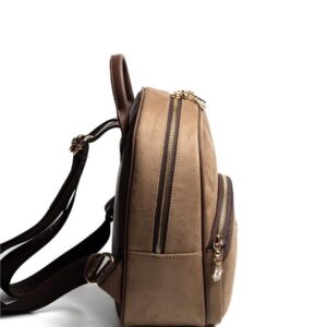 Silver & Polo SP945 Kadın Sırt Çantası Süet Vizon-Kahve 2 – Копие Черна дамска раница Silver & Polo SP945 – елегантна ежедневна раница с преден джоб и златисти детайли.