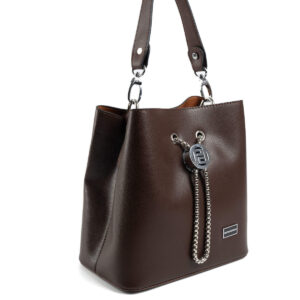 Silver & Polo SP967 KAHVE-NİX KAHVE 3 Дамска кафява кожена чанта Silver & Polo SP967 KAH, показана в ръка за визуализация на размера.