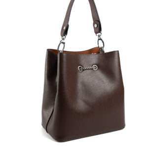 Silver & Polo SP967 KAHVE-NİX KAHVE 5 Дамска кафява кожена чанта Silver & Polo SP967 KAH, показана в ръка за визуализация на размера.