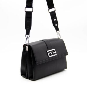 Черна кросбоди дамска чанта Silver & Polo SP1009 от еко кожа с регулираща се презрамка и метална закопчалка