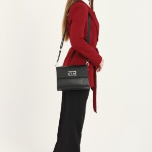 Черна кросбоди дамска чанта Silver & Polo SP1009 от еко кожа с регулираща се презрамка и метална закопчалка