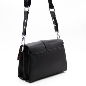 Черна кросбоди дамска чанта Silver & Polo SP1009 от еко кожа с регулираща се презрамка и метална закопчалка