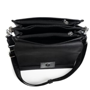 Черна кросбоди дамска чанта Silver & Polo SP1009 от еко кожа с регулираща се презрамка и метална закопчалка