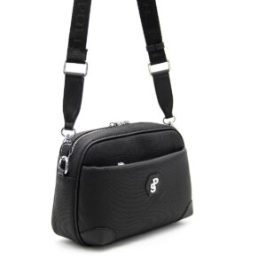 Черна дамска чанта Silver & Polo – кожена кросбоди чанта с регулируема презрамка